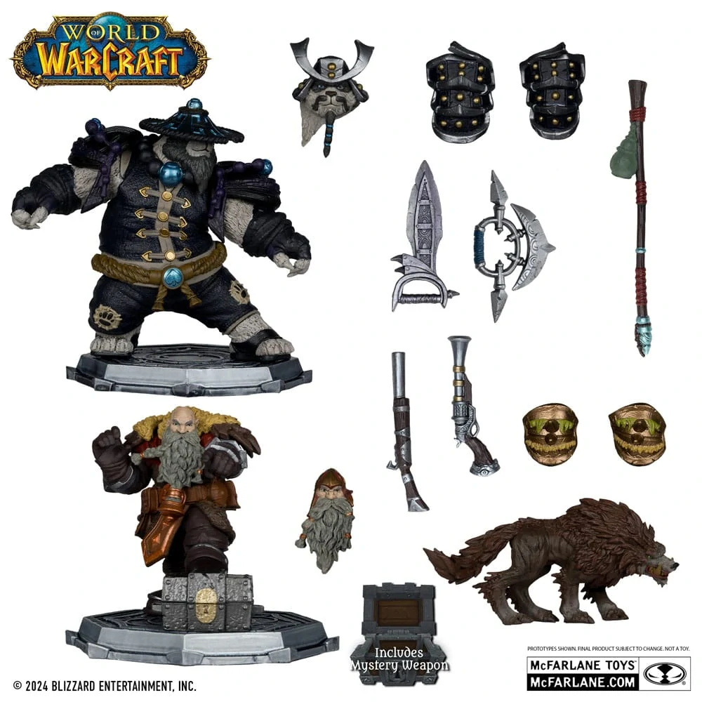 McFarlane World of Warcraft PVC Statue 2-Pack 1/12 - Dwarf Hunter: Beast Master & Pandaren: Monk (Gold Label) - 15 cm